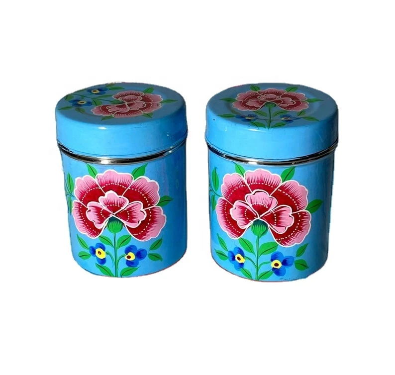 Stainless steel Canisters , stainless steel food storage box, hand painted canisters