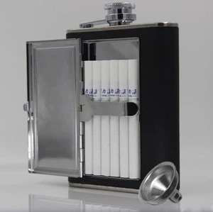Stainless steel Hip Flask with Cigarette Case