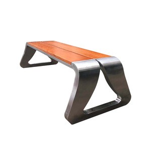 stainless steel leg Outdoor park Wood patio Leisure Bench without Back Support