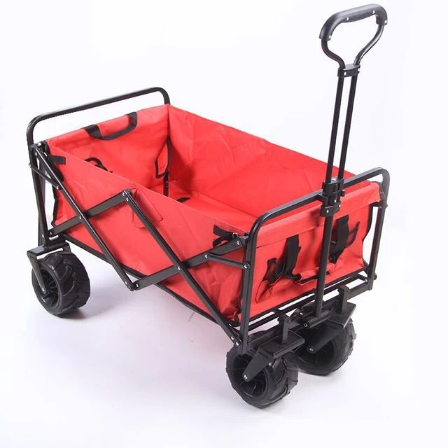 Sturdy black powder coated steel frame folding shopping wagon cart