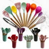 Suppliers Customized Organizer 11 Sets  Cooking Spatula rubber Wooden Handle Silicone Kitchen Utensils Accessories Tools