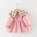 Sweet big turn down dot collar toddler flock ruffle corduroy winter baby dress