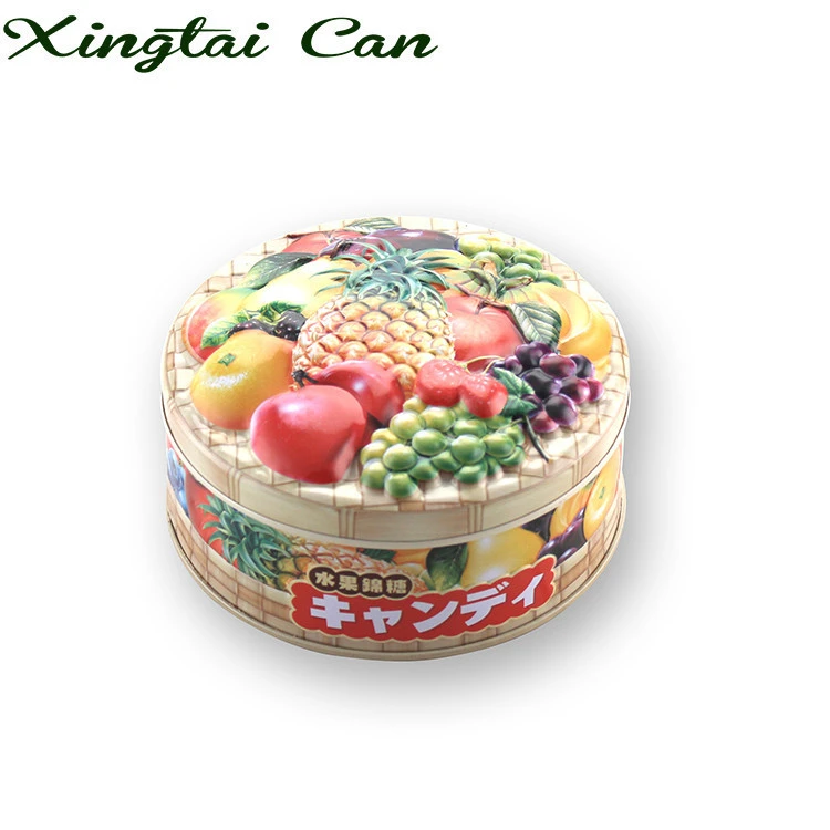 T-Y009 OEM luxury round shape 3d printing  fruit caps box candy special design tinplate box for food packing gift box