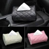 Tissue Box PU Leather Car Tissue Box Napkin Holder Sun Visor Hanging Storage Box For Car Back Seat Hanging Paper Holder