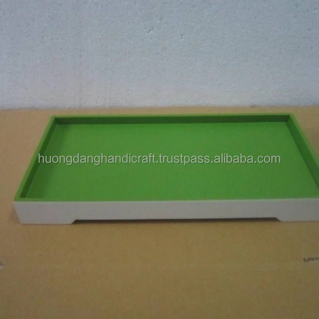 Ultra thin tray, Light green lacquer food tray with white border
