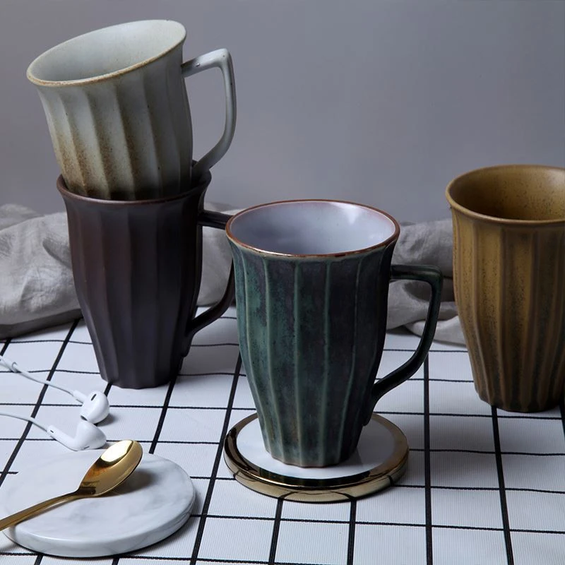 Unique Vintage Handmade Nordic Rustic Matte Retro Plain Ceramic Latte Handmade Pottery Cups