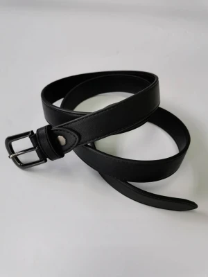 Unisex Belt PU Bonded Leather Belt with Alloy Buckle Black Belt
