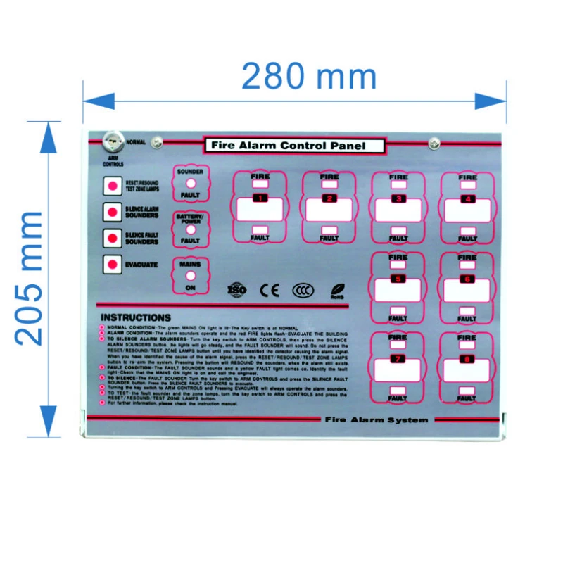 USAFE Small Size 2 Zone Fire Control Panel with Cheap Price for Economy Projects