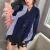Import V-neck fashion casual Stripe Shirt stitching sweater womens loose large single breasted cardigan sweater from China