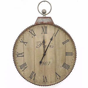 Vintage Antique Handmade Home goods Hanging Metal Wooden Decorative Wall Clock