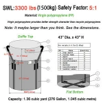 Waterproof laminated UV treated 1000kg PP jumbo bag 1 ton bag big jumbo bag FIBC