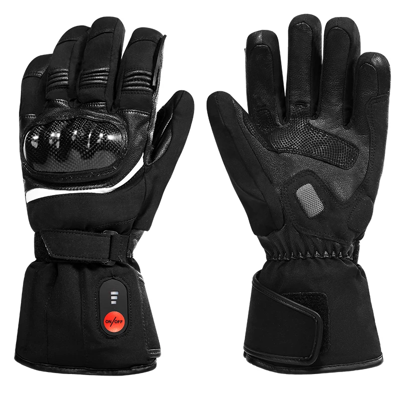 Waterproof Leather Riding Gloves Battery Heated Motorcycle Gloves