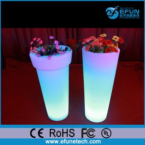waterproof plastic led pot,decorating led flower/planter lighted tall plastic vases