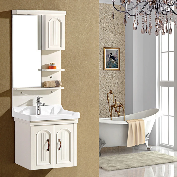Waterproof white color pvc bathroom vanity cabinet