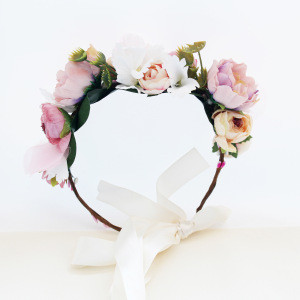 Wedding bridesmaid floral headband summer seaside hair accessories photo props flower crown