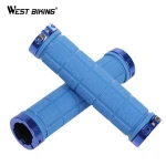 WEST BIKING Bike Grips 1 Pair Durable Anti-slip Rubber Aluminum Alloy Lock-on Double Mountain Bicycle Handlebar Grips
