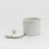 White Ceramic Sugar Pot with ceramic Cover Ceramic Spoon Spice Jar Elegant Designs Kitchen Helper