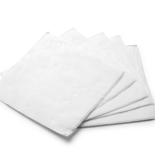 White dinner size linen-feel airlaid paper napkins