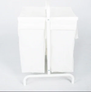 White fashion simple non-woven laundry bag basket shelf