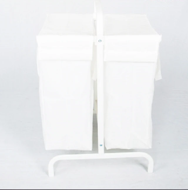 White fashion simple non-woven laundry bag basket shelf