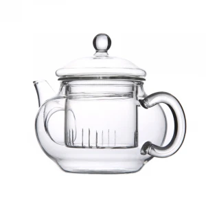 Wholesale 600ml Heat Resistant Clear Borosilicate Pyrex Glass Teapot with Infuser