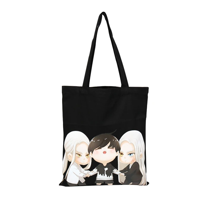 Wholesale custom cute cartoon printed canvas shopping bag
