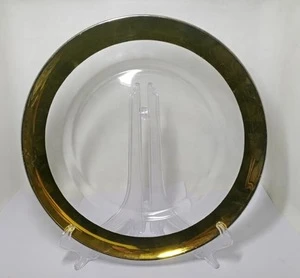 wholesale custom plating colored wedding clear glass charger plates with gold rim
