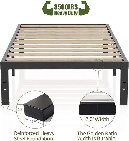 Wholesale Easy to assemble mattress base plank iron material platform bed Metal bed frame reinforced platform bed frame