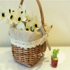 wholesale factory supply round white wicker /willow storage /garden basket for planting with handle