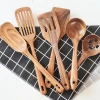 Wholesale High Quality 6pcs sets Non-toxic Natural teak Wood Utensil Wood kitchen Spatula