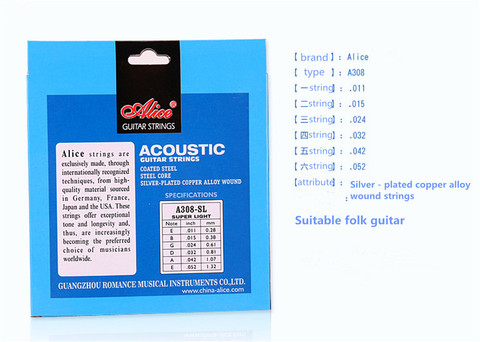 Wholesale High Quality Alice A308 Silver-plated copper alloy rust protection Acoustic  guitar strings