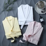 Wholesale Luxury Hotel SPA  Custom White Unisex Terry Waffle Bathrobe 100% Cotton  Women Man Bath Robes