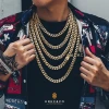 Wholesale Mens Titanium Stainless Steel Cuban Link Necklace Hip Hop 14k 18k Gold Plated Miami Curb Cuban Link Chain for Men
