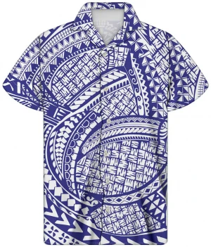 Wholesale Prices Polynesia Samoa Tribal Style Print Mans Elegant Short Sleeve Colorful Shirts Custom Good-Looking Mans Shirts