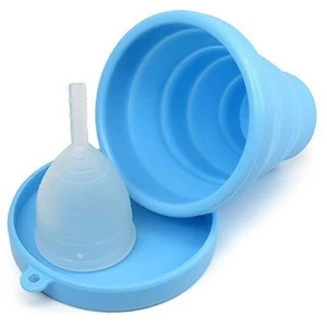 Wholesale Silicone Foldable Washing Cup Collapsible Menstrual Cup Sterilizer For Girls Period FDA
