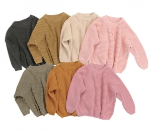 wholesale solid color nude knitted girls handmade baby sweater