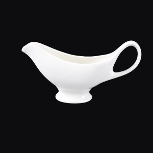 Wholesales fine bone china saucer boat for hotel and restaurant Crockery tableware personalized ceramic gravy boat