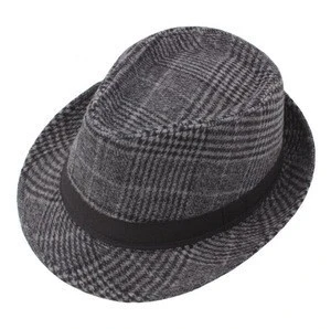 Winter Warm Bucket Hats Wide Brim Gentleman Fashion Plaid Formal Hats Wool Felt Bowler Hat For Men Wholesale Fedora Hat