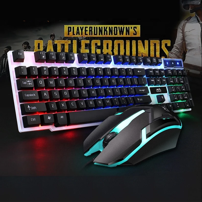 Wired Mechanical Feel 104Keys Gaming Keyboard and Mouse with Backlit Multimedia Ergonomic 19keys no conflict KM6807