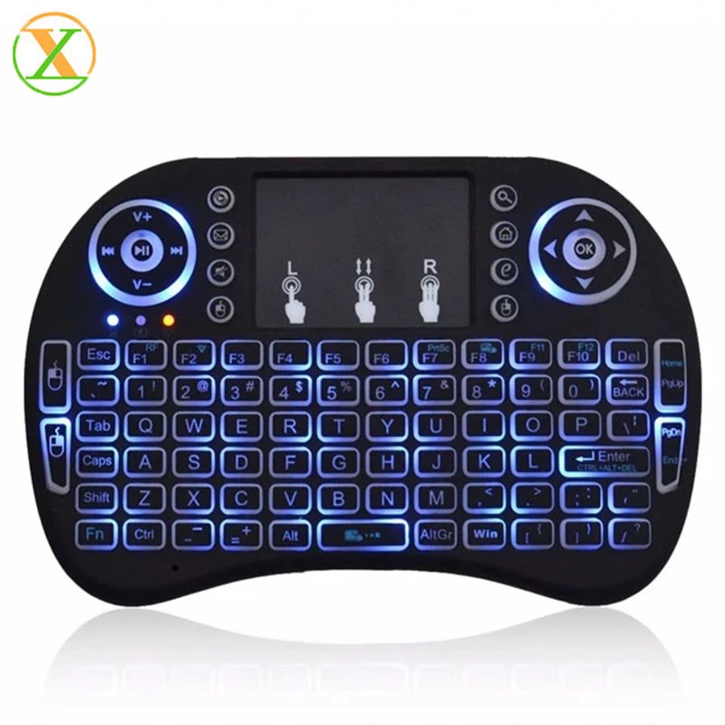 Wireless Keyboard Backlit i8 English/Russian/Spanish/French Air Mouse Mini Keyboard 2.4G with Touchpad Remote Control for TV BOX