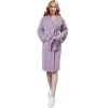 Women Elegent Purple Fleece Robe Popcorn Heated Bathrobe