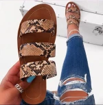 women fashion Snake Print outdoor slippers three-layer non-slip  wild beach shoes sandals flat bottom ladies slippers