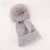 Import Women ladies rib knitted wool blended fashion winter hat with a large removable real genuine fox fur pom and turn cuff stock from China