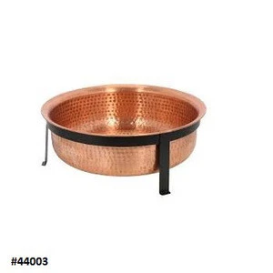 Wood Burning Copper Bowl Fire Pit With Heavy Duty Iron Stand