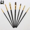 Wooden handle art paint brush with assorted hair 7pcs