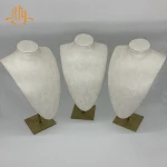 XIANGYU factory wholesale custom Stainless steel column beige leather necklace display stand mannequins jewelry bust