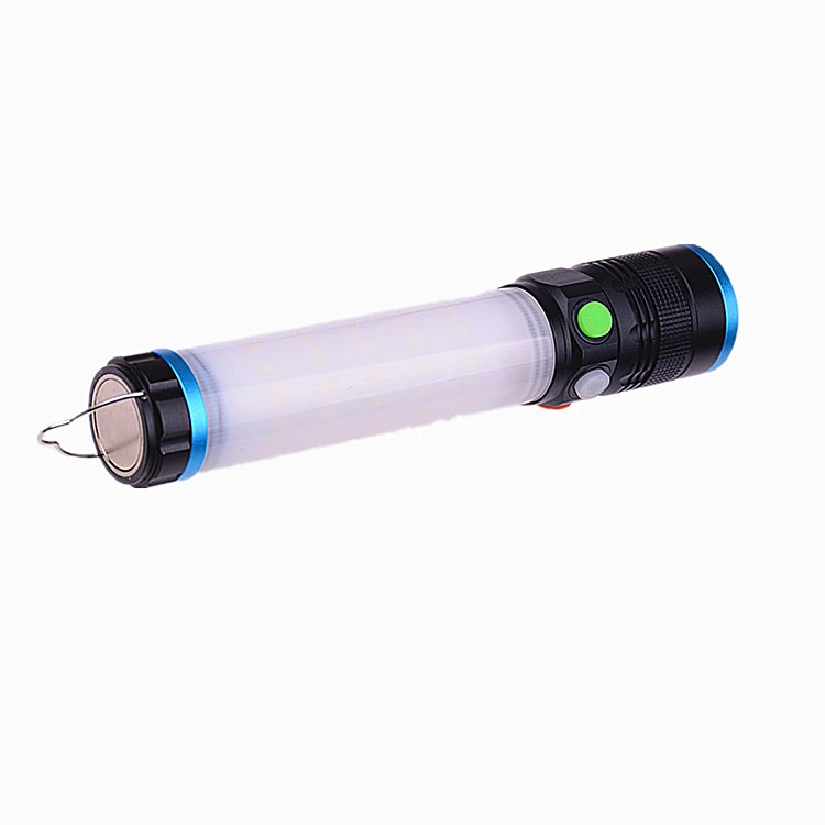 XM-L T6 90 Leds Red Blue Warning Light with Battery USB Charger Hook Maglite Tent Rechargeable Camping Lamp
