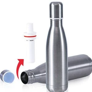 Bisphenol A-free portable filtered food grade stainless steel water bottle