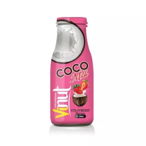 Made in Vietnam 280ml VINUT Bottle Coconut Milk With Strawberry/Private Label OEM Manufacture Beverage