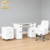 White Luxury Nail Salon Rolling Storage Cabinet Double Large Drawers Golden Handle & Silent Universal Casters Multi-lay